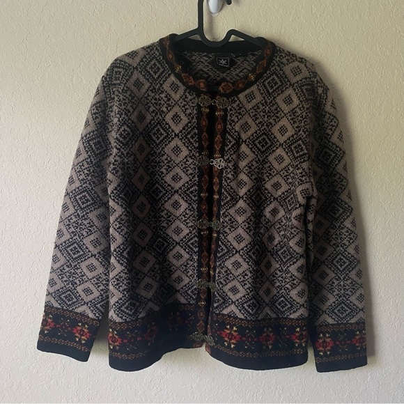 SKYR Sweaters - Skyr | Women’s Boho Nordic Aztec 100% Wool Cardigan Sweater Size Small